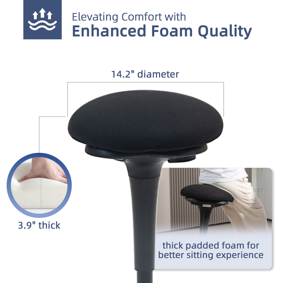 Swivel Standing Desk Chair, Backless Wobble Stool Chair, Black