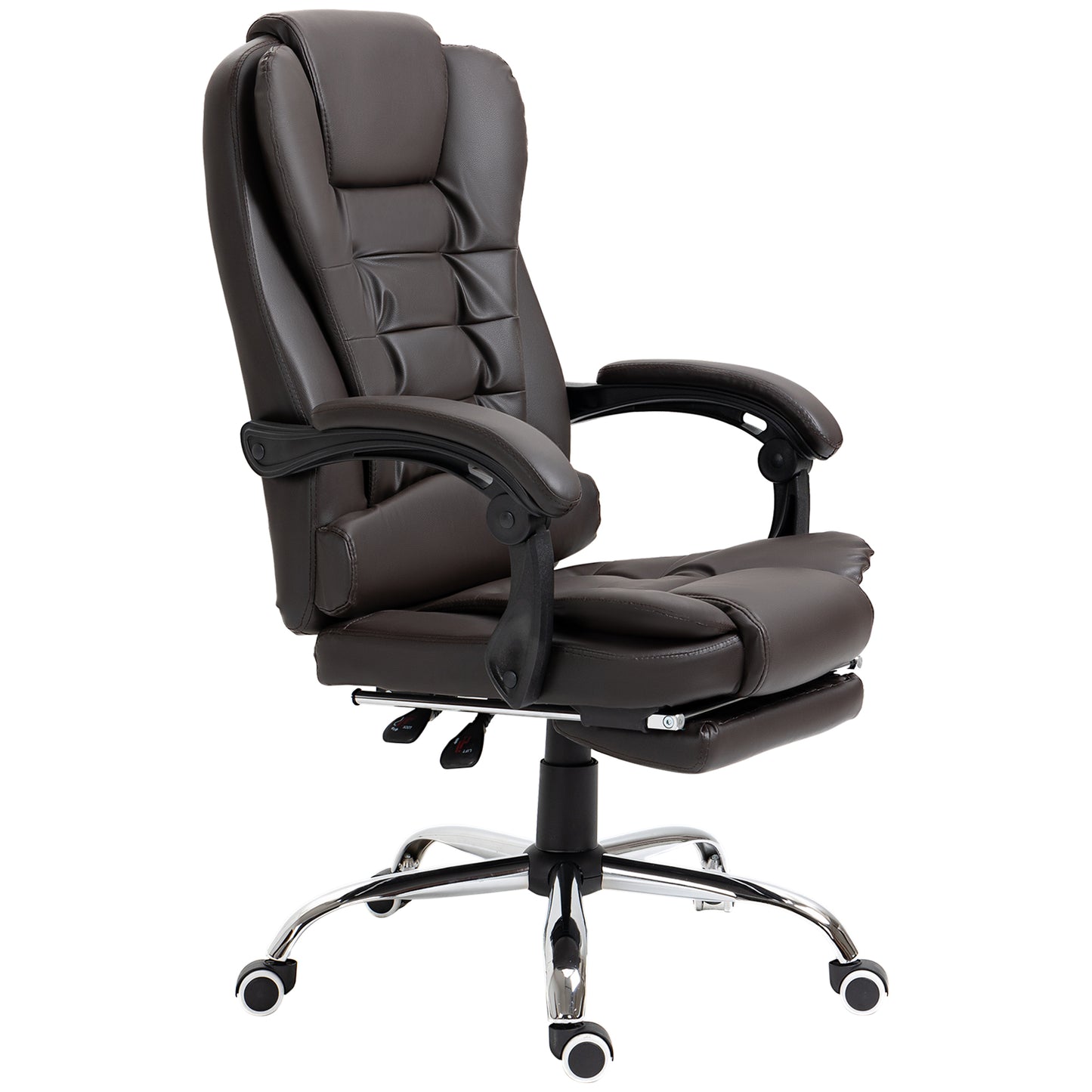 HOMCOM High Back PU Leather Executive Office Chair with Retractable Footrest