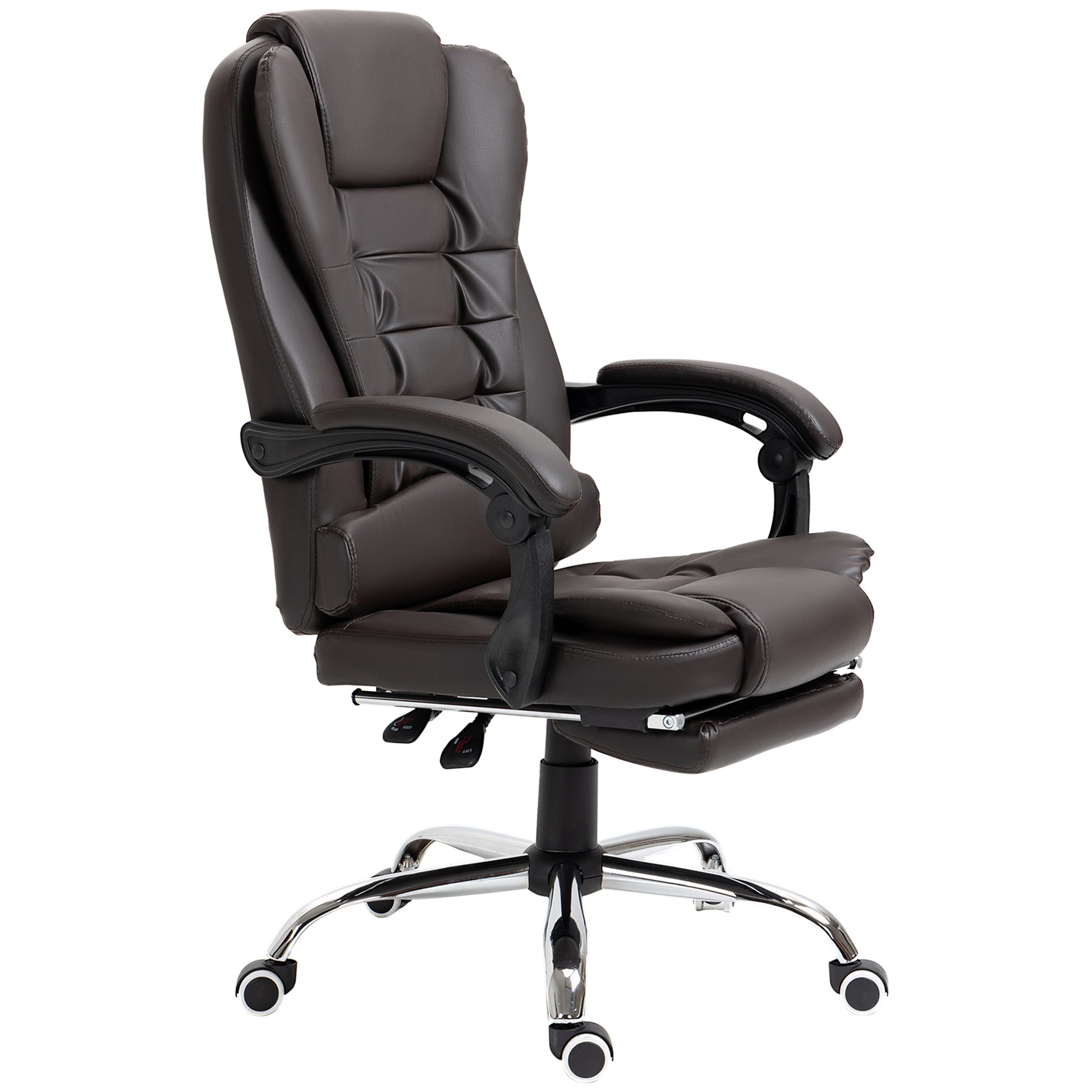 HOMCOM High Back PU Leather Executive Office Chair with Retractable Footrest