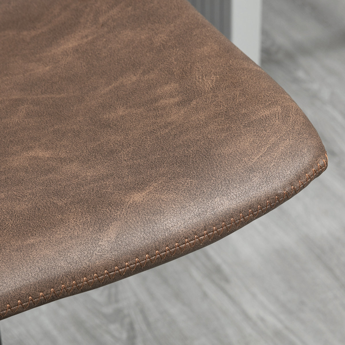 Retro Faux Leather Adjustable Swivel Counter Stools, Set of 2, Coffee Brown