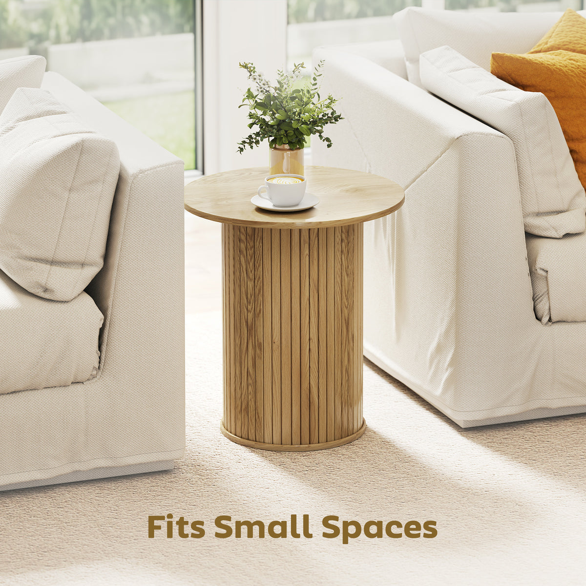 Round Fluted Nightstand – 19"W x 22"H