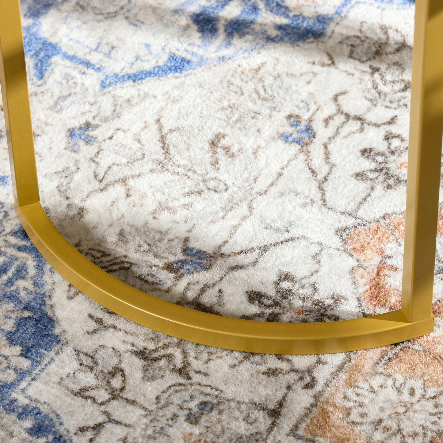 HOMCOM Modern Round Nesting Coffee Table Set - Tempered Glass & Gold Steel Frame