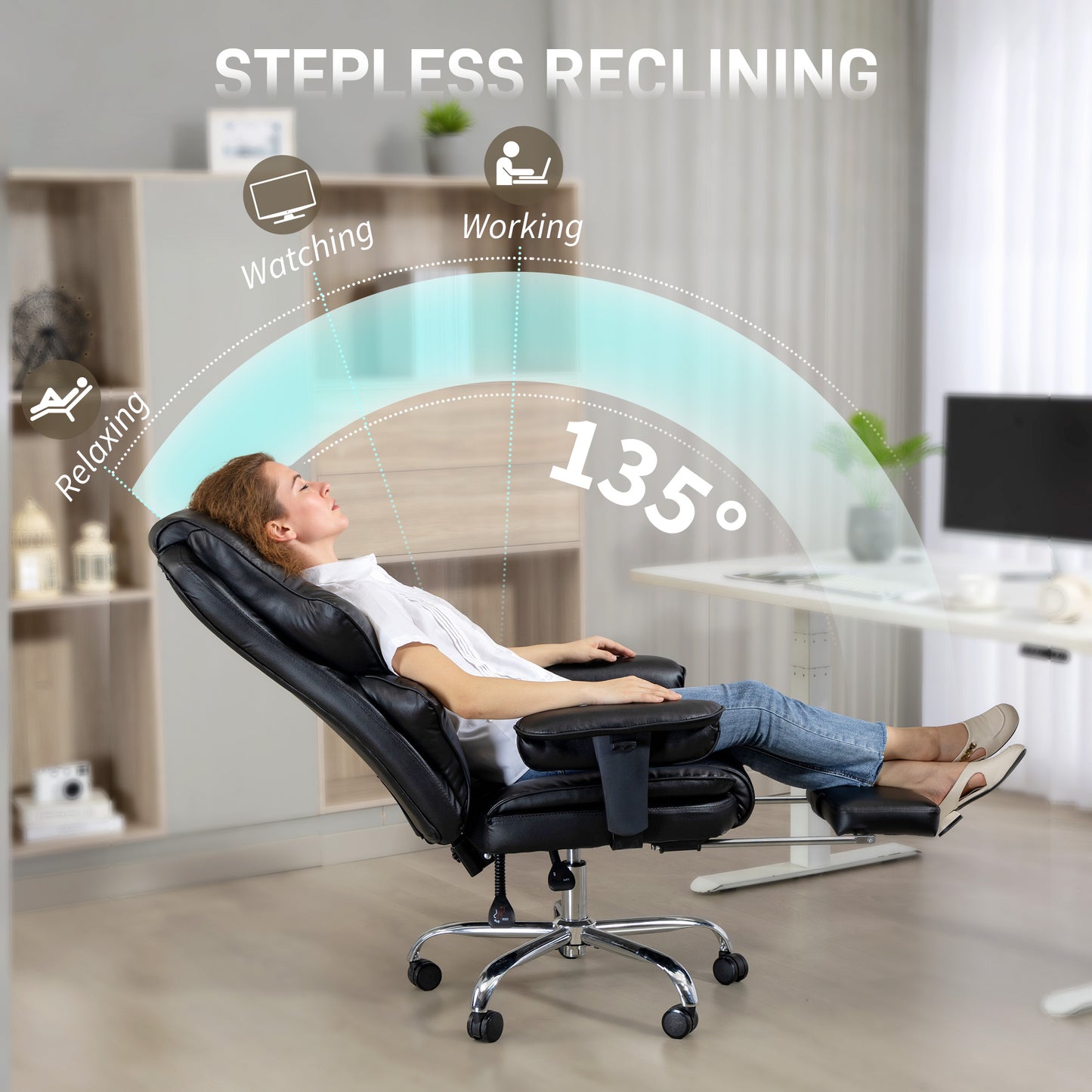 HOMCOM Big & Tall 400 lbs Overstuffed PU Leather Office Chair