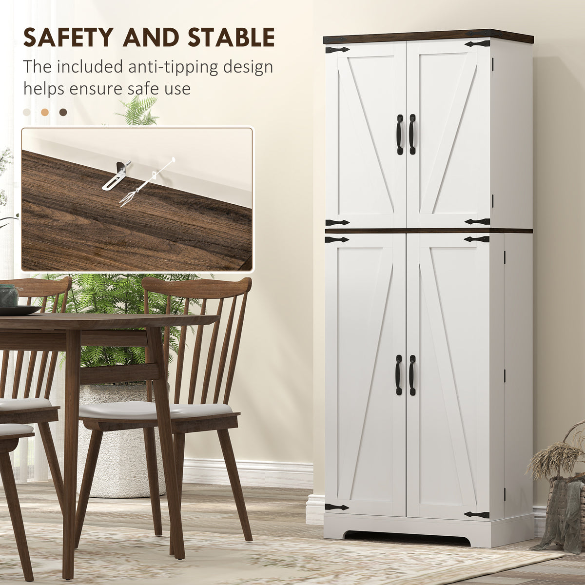 Tall Kitchen Pantry Cabinet with Spice Racks and Adjustable Shelves – 24"W x 64"H