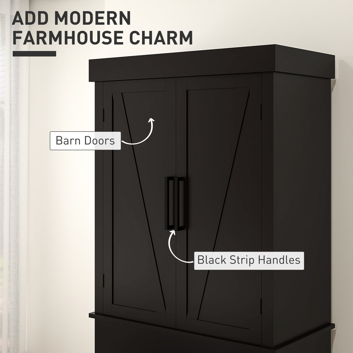 Farmhouse Kitchen Pantry Cabinet with 4 Barn Doors – 30"W x 72"H