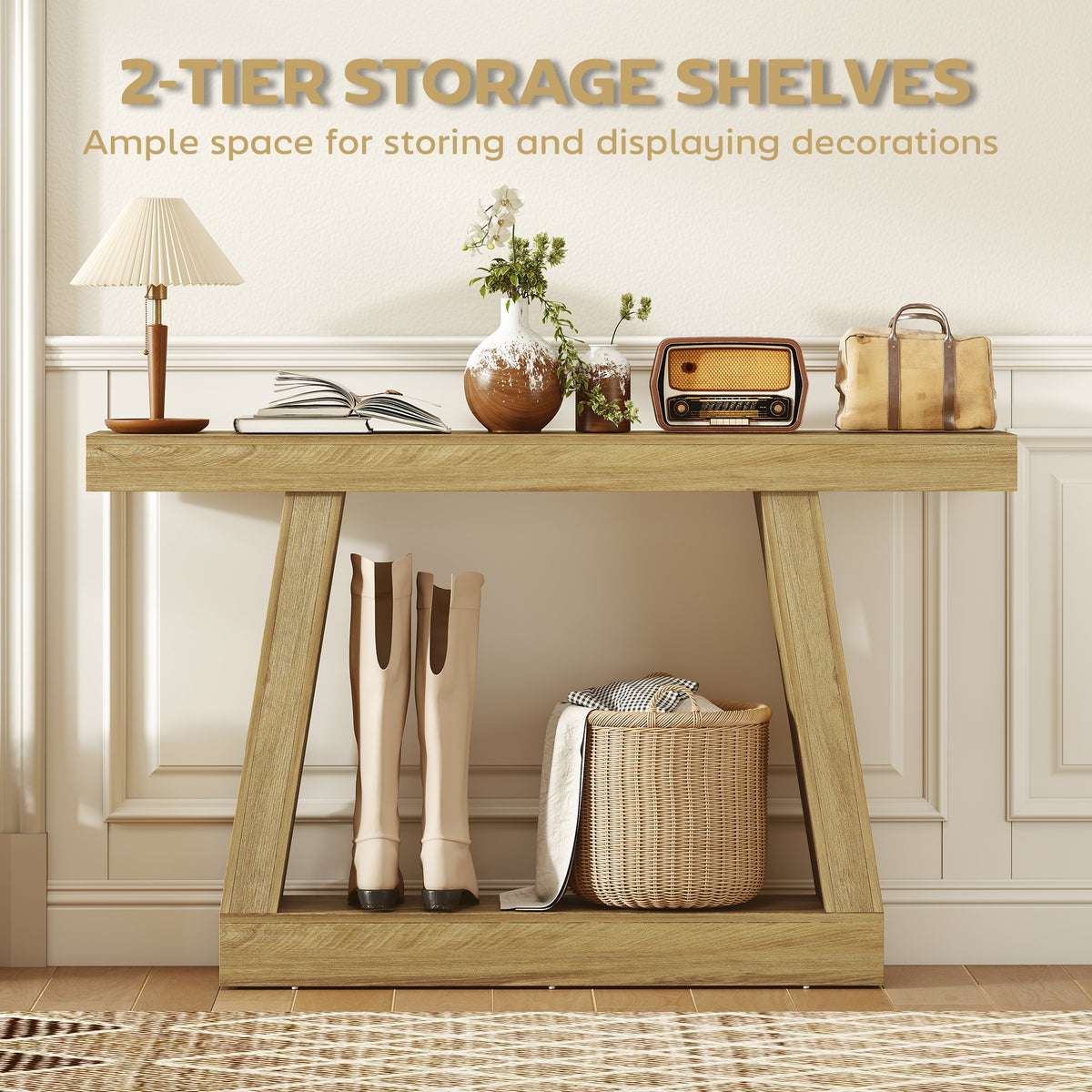 55" Farmhouse 2-Tier Console Table