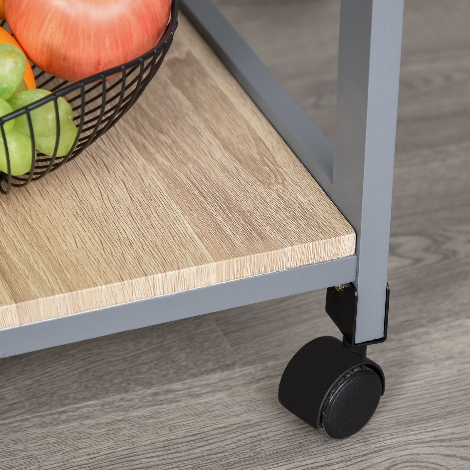 HOMCOM Kitchen Island Rolling Trolley Grey Utility Cart