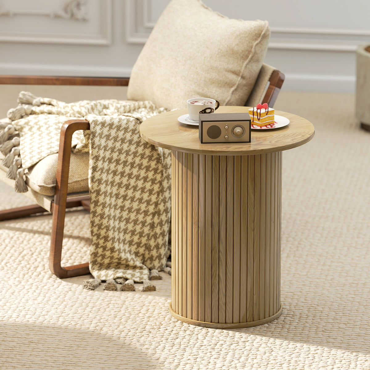 Round Fluted Nightstand – 19"W x 22"H