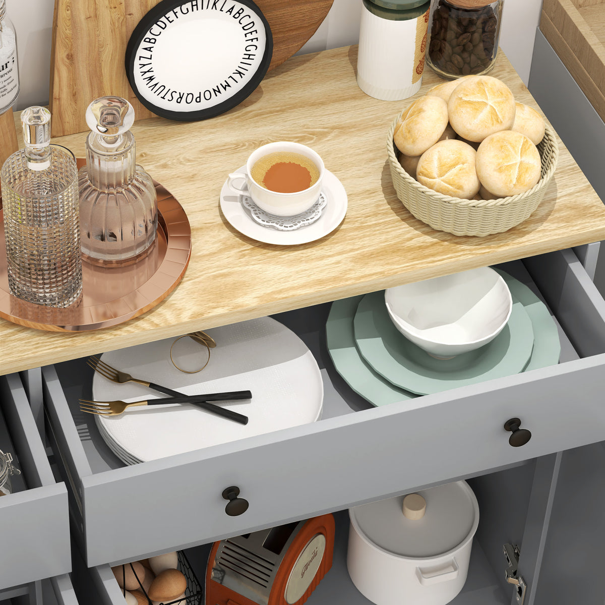 Buffet Cabinet with Storage Drawers – 55"W x 34"H