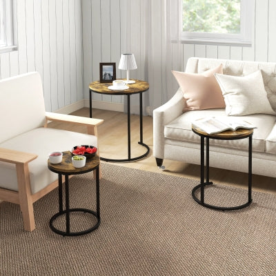 Modern Square 3-Tier Wood Coffee Side End Table with Storage Shelves Black