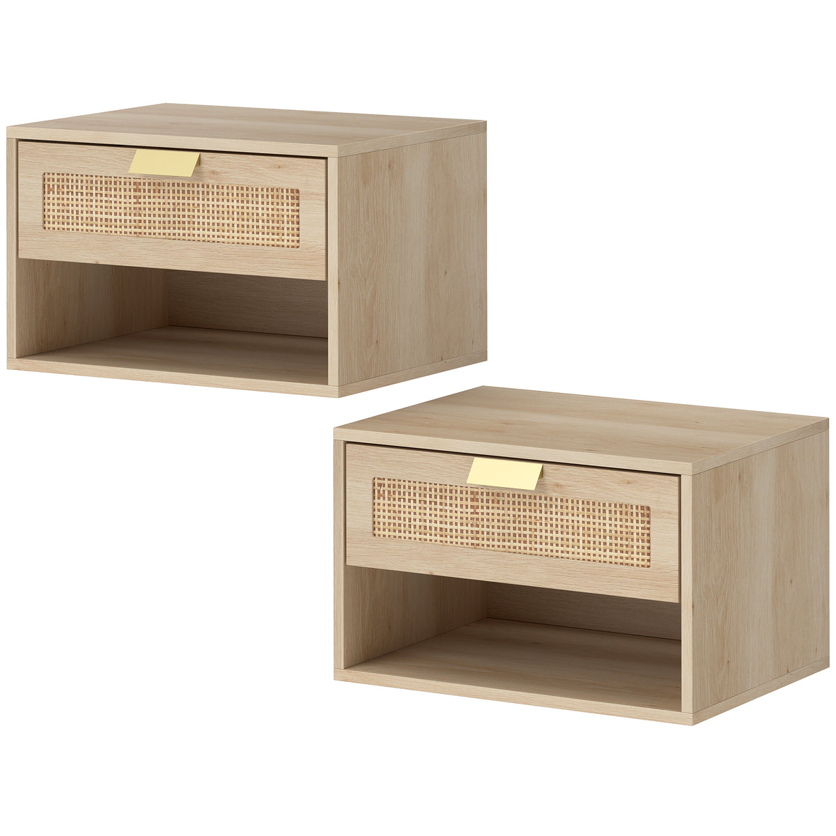 Nordic Floating Nightstands with Drawer and Shelf, Set of 2 – 16"W x 10"H