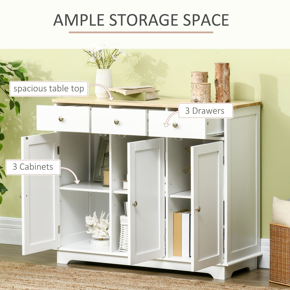 Buffet Cabinet with Storage Cabinets – 40"W x 34"H