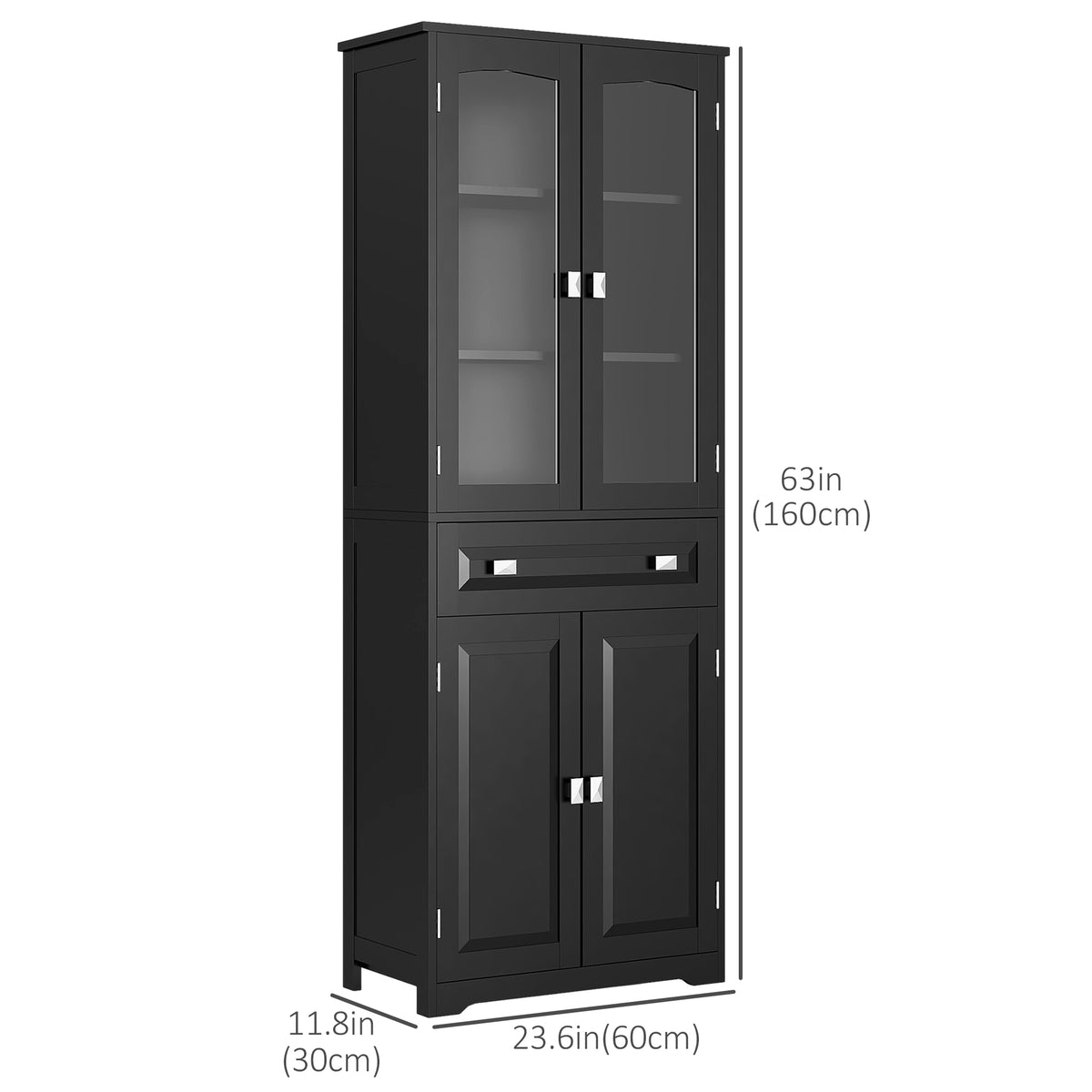 4-Door Kitchen Pantry Cabinet with Adjustable Shelves – 24"W x 63"H