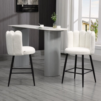 Modern Black PU Leather Counter Height Bar Stools Set, Swivel Backrest, Footrest