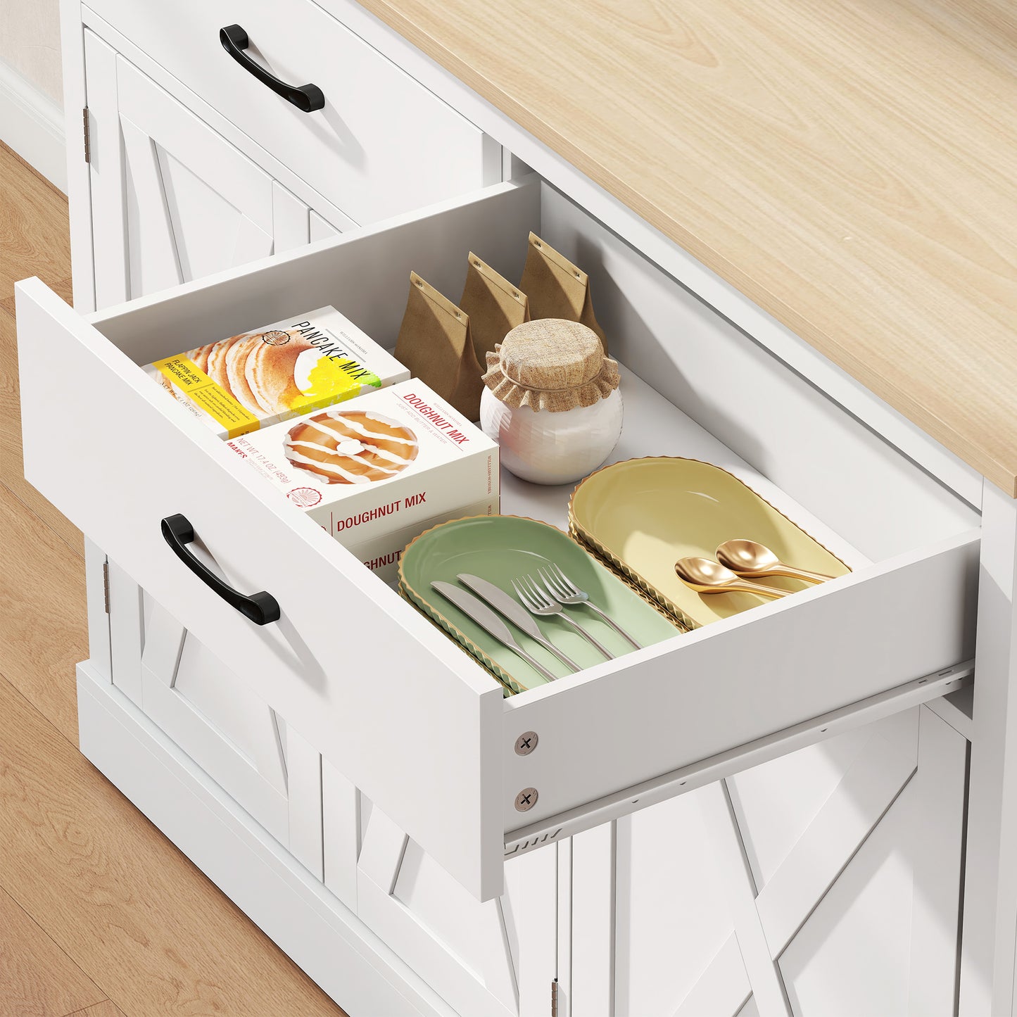 HOMCOM 69" Pantry Cabinet with Charging Station White