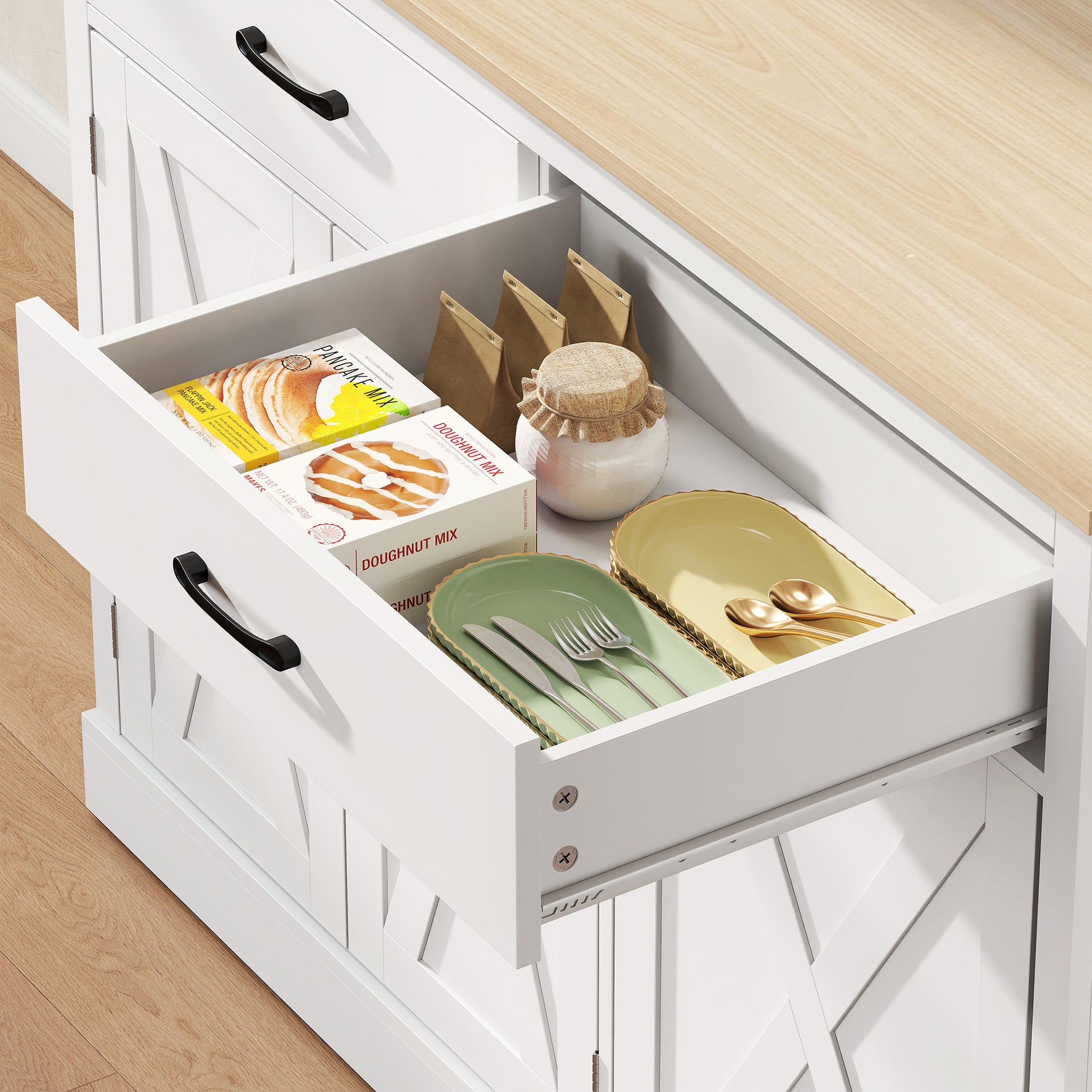 HOMCOM 69" Pantry Cabinet with Charging Station White