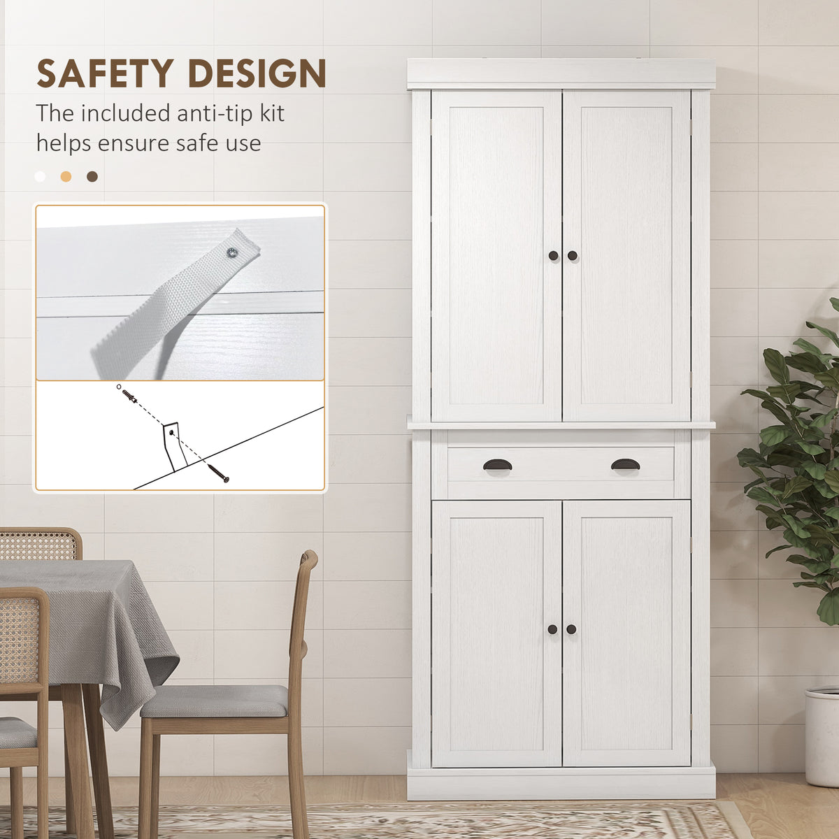 Tall Kitchen Pantry Cabinet with 2 Drawers – 30"W x 73"H