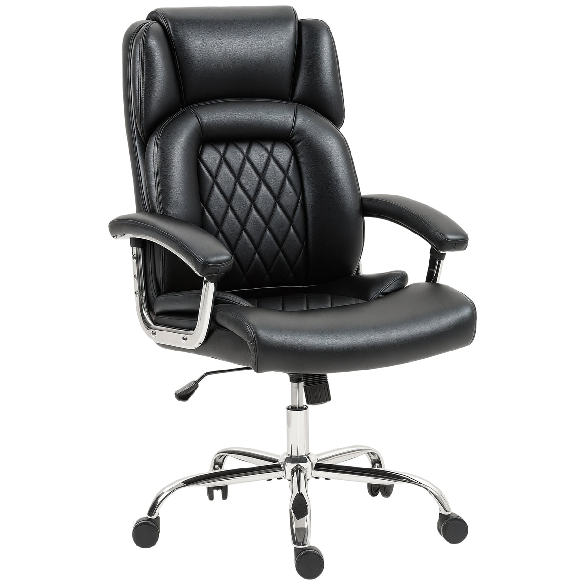 Big and Tall Office Chair 400 lbs, Desk Chair with Spring Cushion, PU Leather, Black