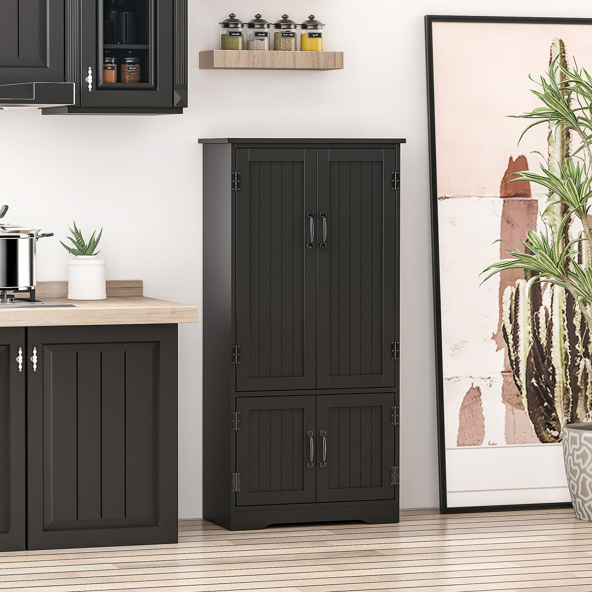 4-Door Pantry Storage Cabinet with Adjustable Shelves – 24"W x 49"H