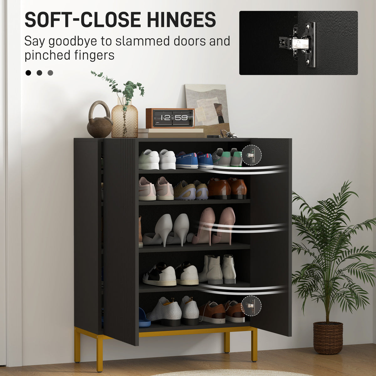 Shoe Cabinet with Soft-Close Doors and Adjustable Shelves – 28"W x 37"H