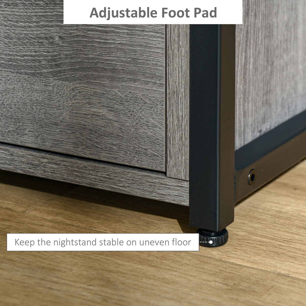 Industrial Nightstand with 2 Drawers and Shelf – 16"W x 19"H