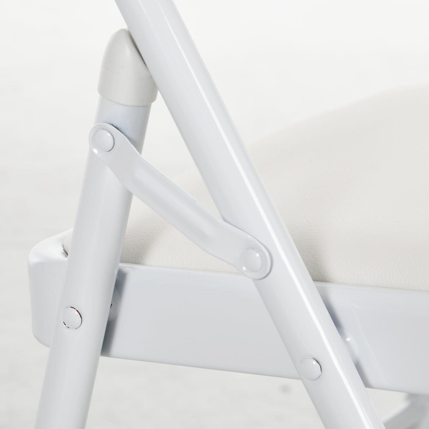 HOMCOM 2-Pack White PU Leather Padded Folding Chairs with Open Back