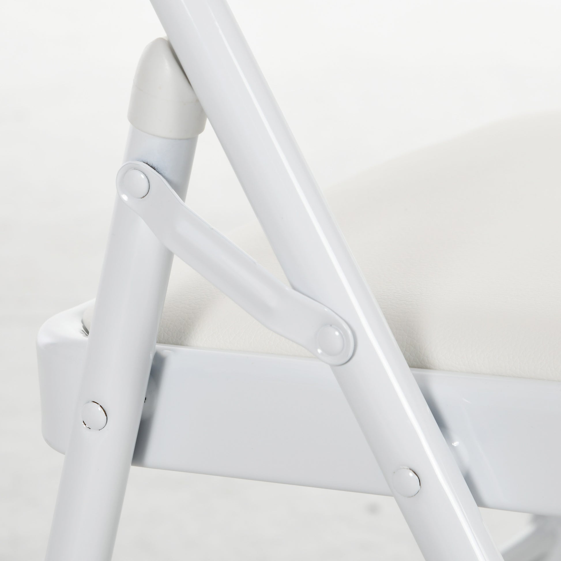 HOMCOM 2-Pack White PU Leather Padded Folding Chairs with Open Back