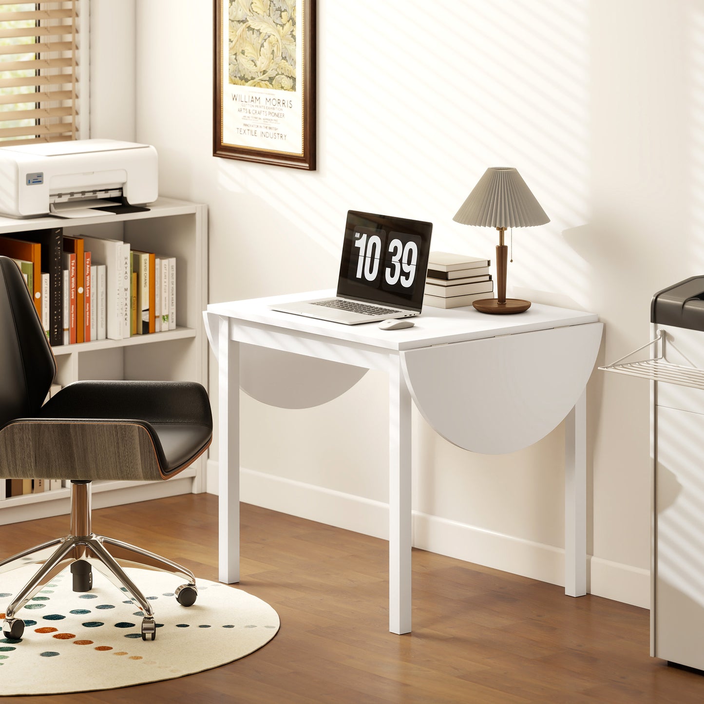 HOMCOM Solid Wood Drop Leaf Dining Table White