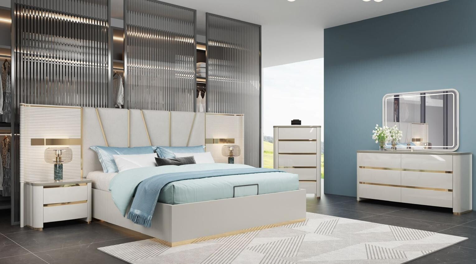 Modern Wood Panel Bedroom Set