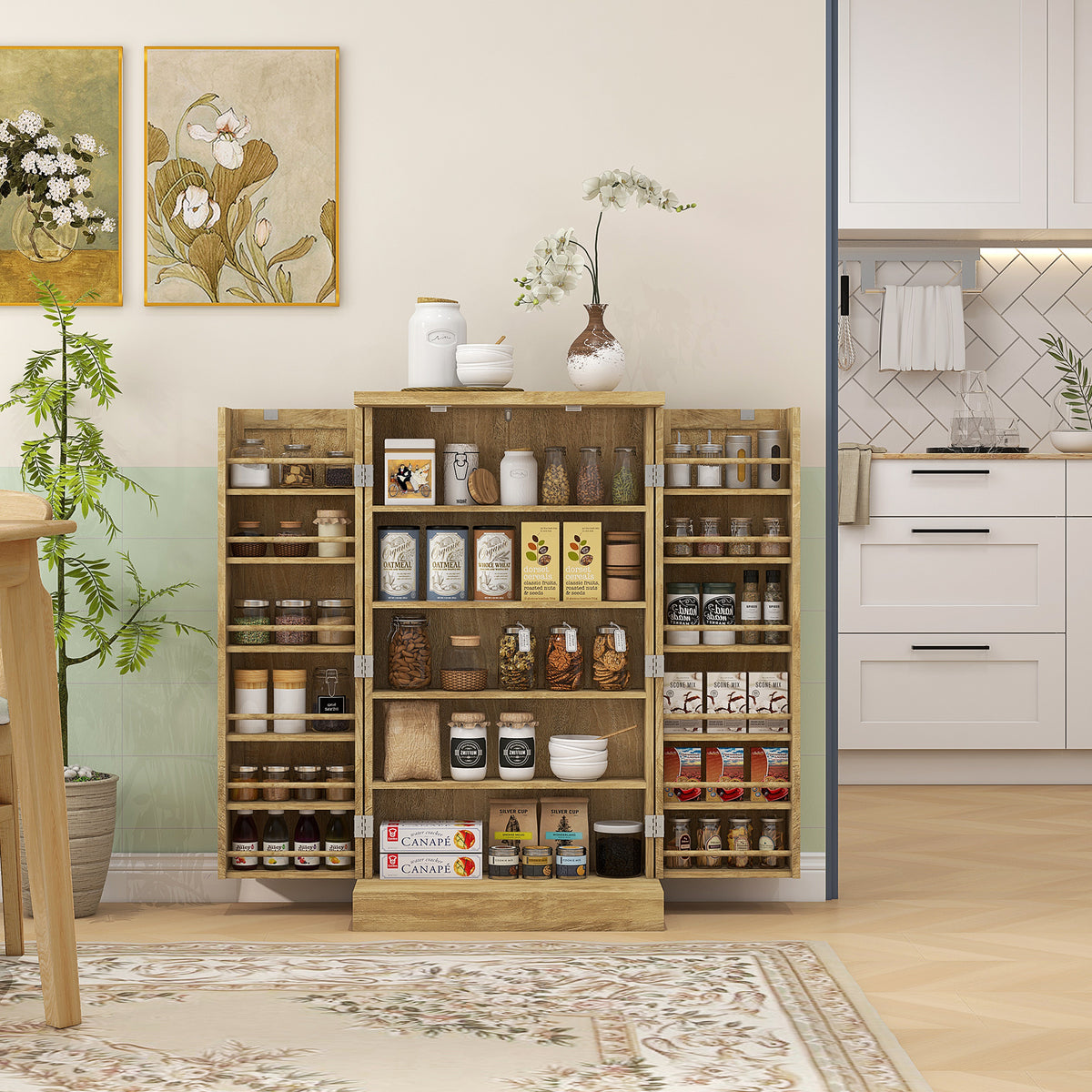 Rattan Kitchen Storage Cabinet – 24"W x 41"H
