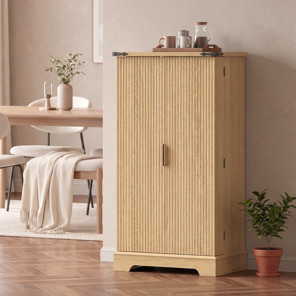 Kitchen Pantry Cabinet with Doors and Adjustable Shelves – 24"W x 46"H