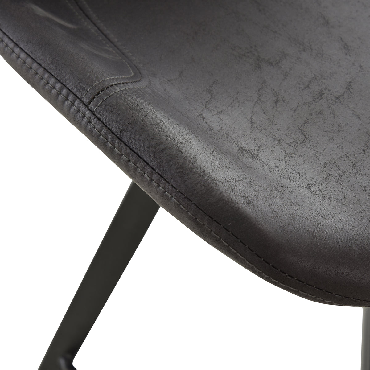 Argyle Microfiber Bar Stools with Metal Legs, Set of 2, Black