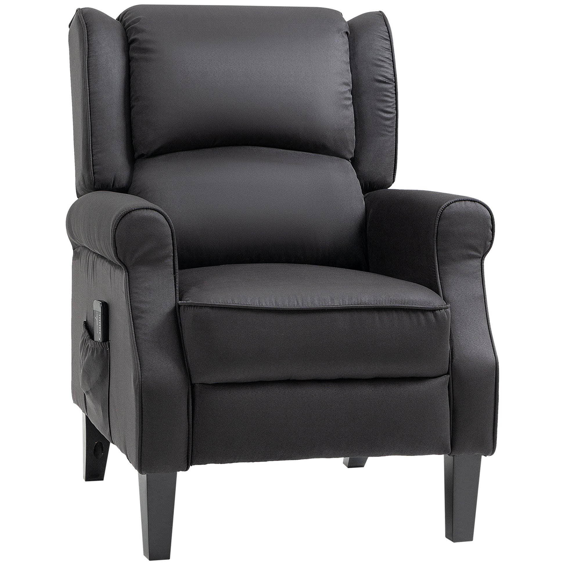 HOMCOM Black Massage Recliner Chair with Extendable Footrest, Remote Control, Side Pocket