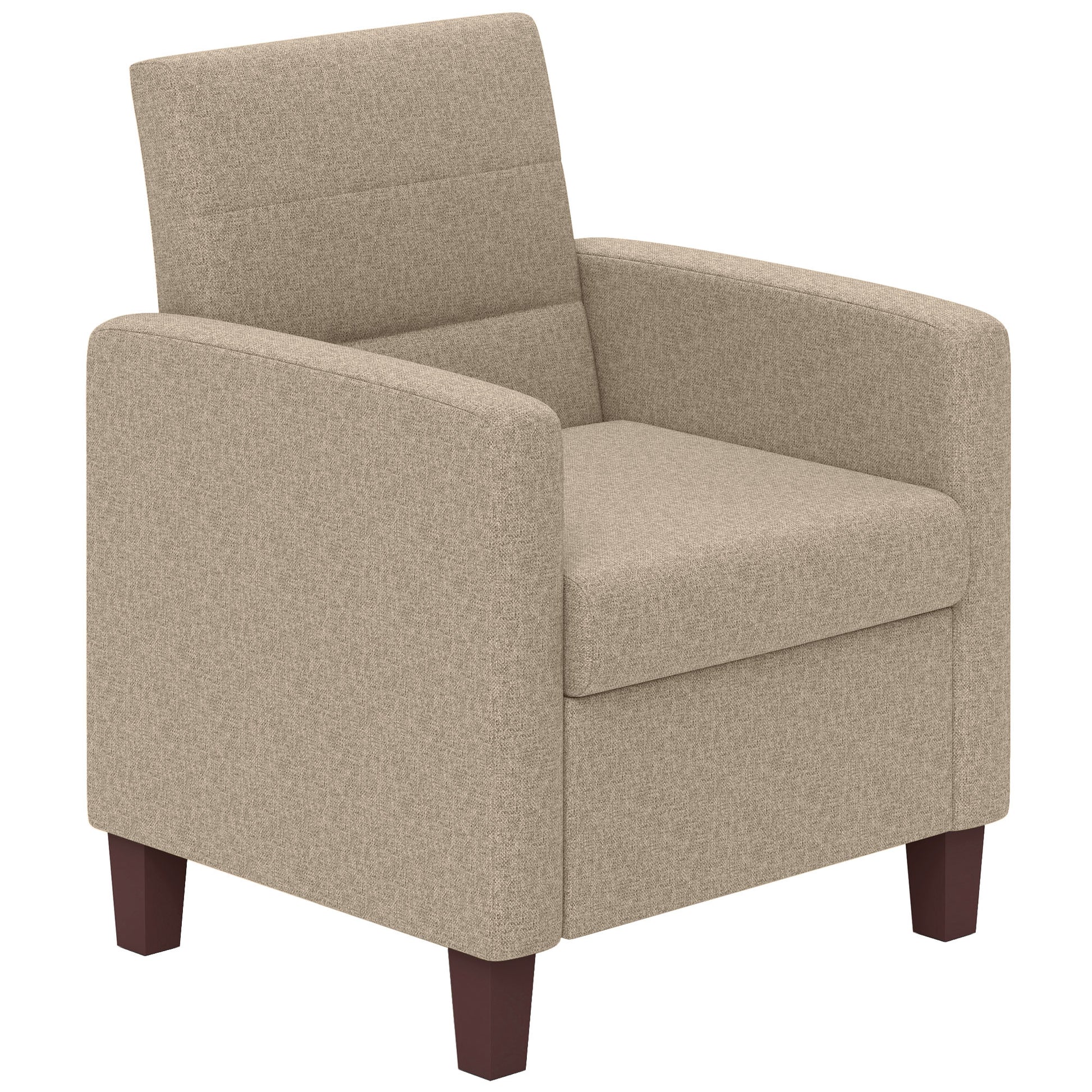 HOMCOM Modern Light Brown Fabric Accent Chair with Supportive Cushion and Non-Slip Pads