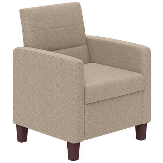 HOMCOM Modern Light Brown Fabric Accent Chair with Supportive Cushion and Non-Slip Pads