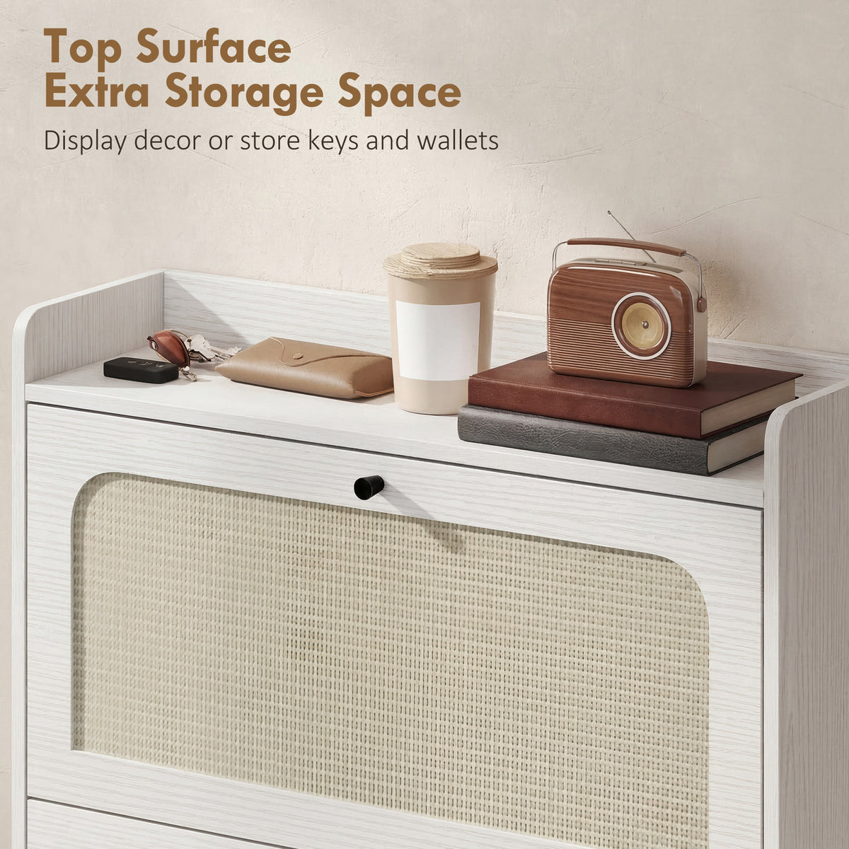 Shoe Cabinet with 2 Flip Drawers – 31"W x 39"H