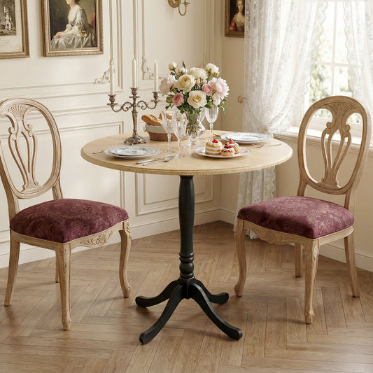 Dining Table for 2-4 People, Modern Round Kitchen Table with Pedestal Steel Base, 80cm