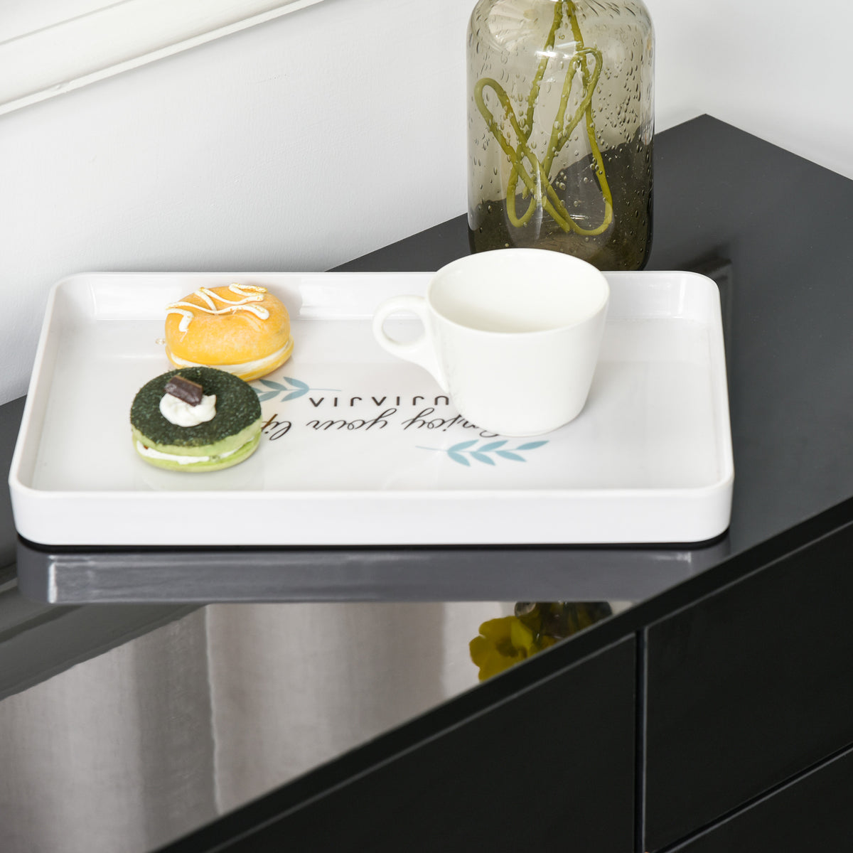Modern Coffee Bar with Push-Open Design and 2 Drawers – 46"W x 29"H