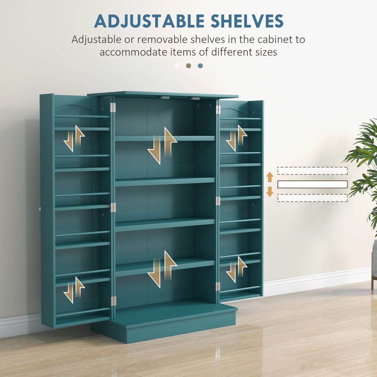 2-Door Kitchen Pantry Cabinet with 5-tier Shelving – 24"W x 41"H