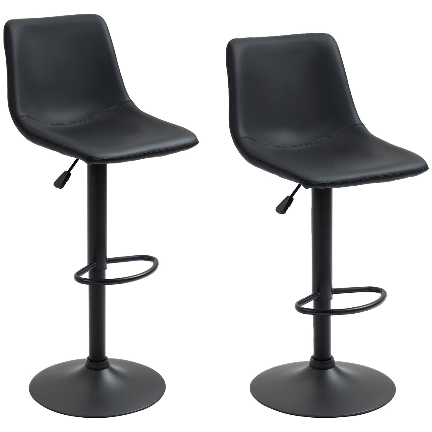 Set of 2 HOMCOM Adjustable Swivel Counter Height Bar Stools with Backs