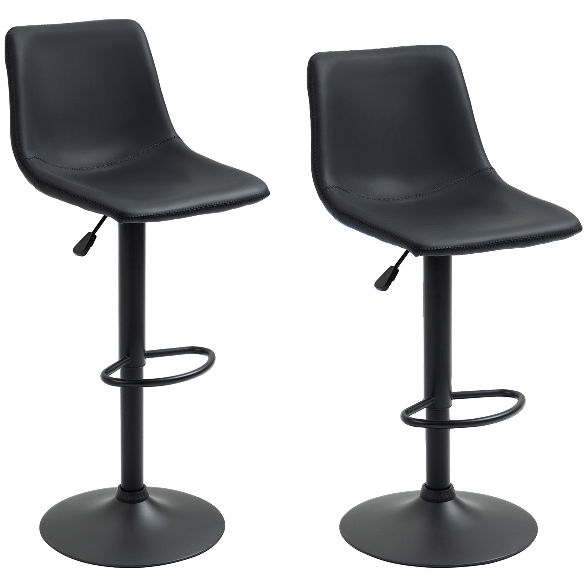 Set of 2 HOMCOM Adjustable Swivel Counter Height Bar Stools with Backs