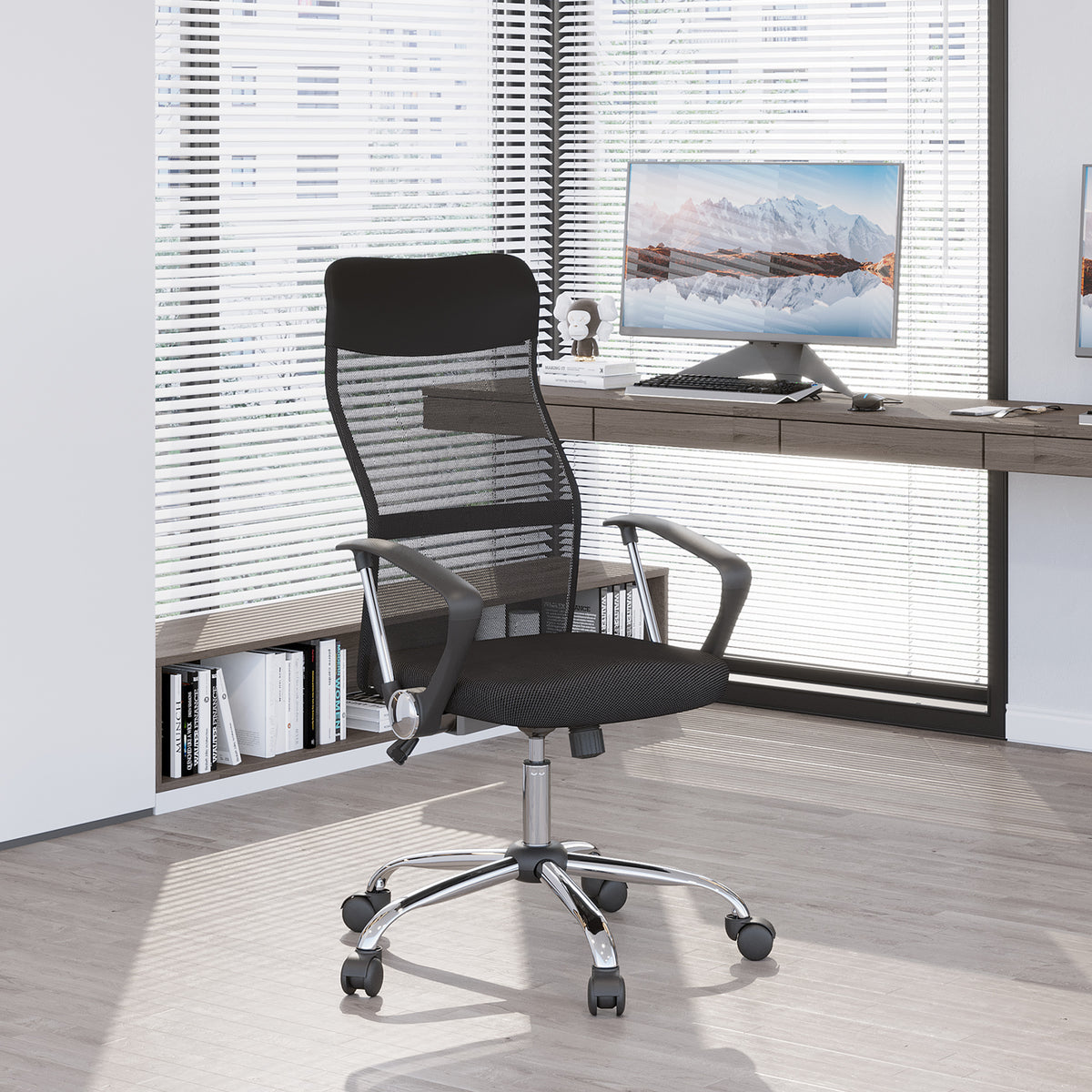 Ergonomic Mesh Office Chair, High Back Computer Desk Chair with Adjustable Height, Black