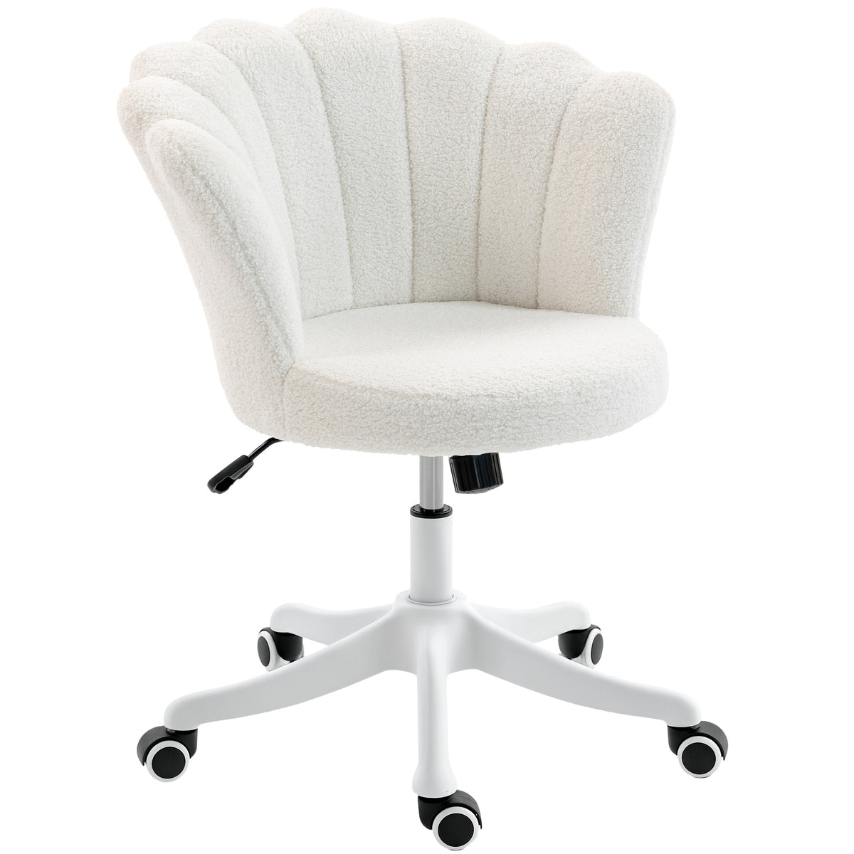 Office Chair, Armless Swivel Desk Chair with Adjustable Height, Backrest, Cream White