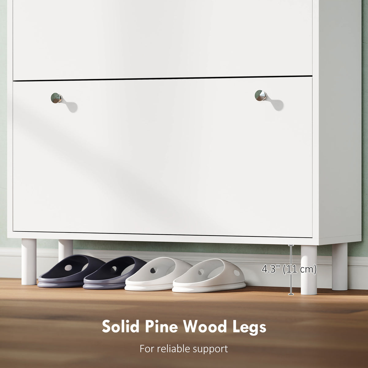 Narrow Shoe Cabinet with 4 Flip Drawers – 31"W x 62"H