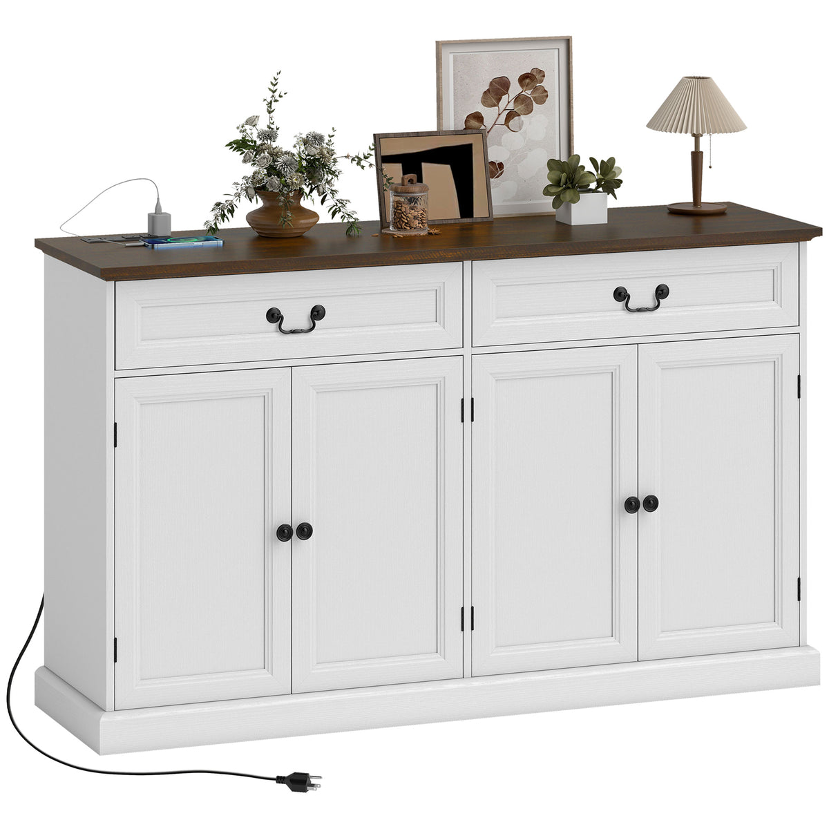 Farmhouse Sideboard with Charging Station – 55"W x 33"H