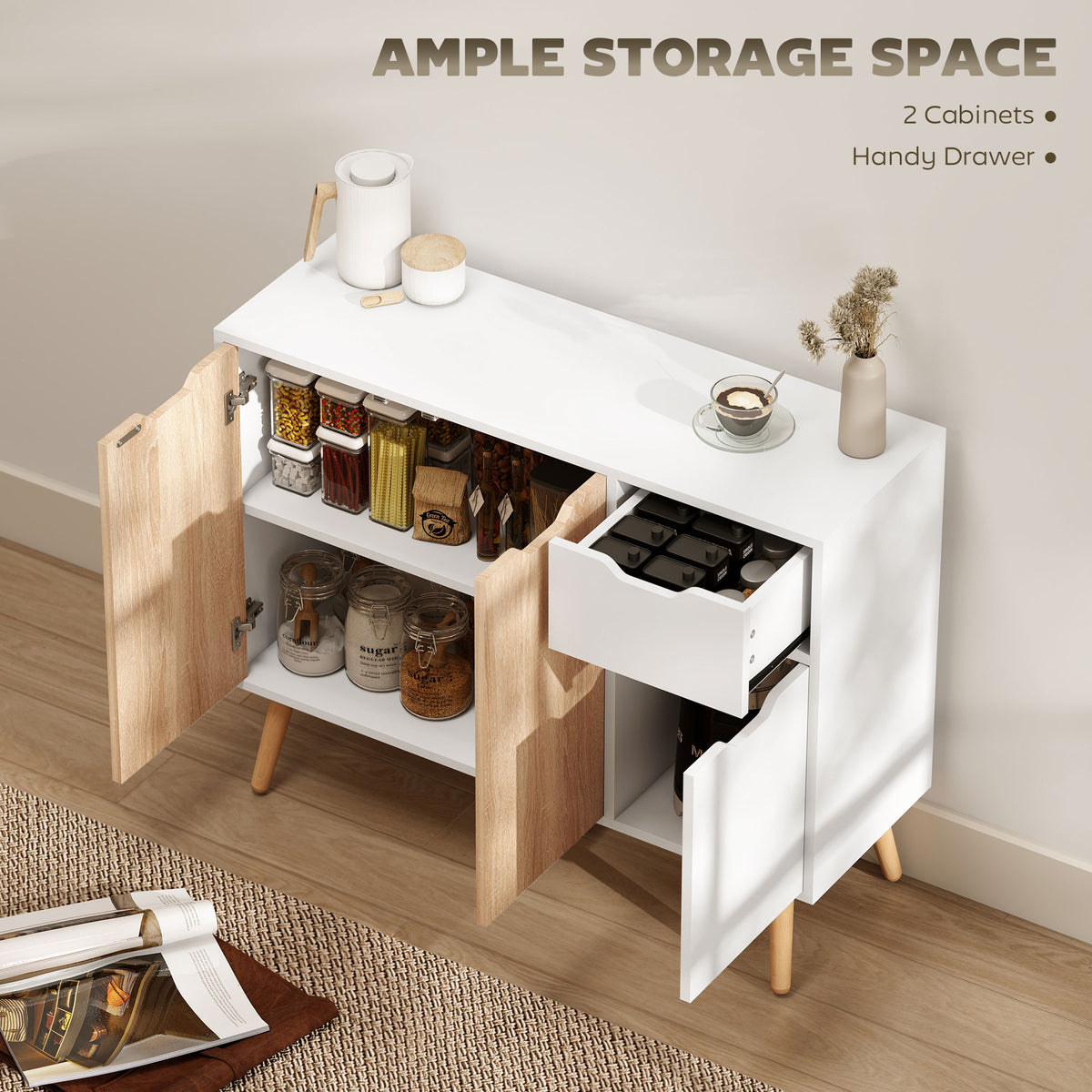 35" Sideboard Storage Cabinet with Drawer