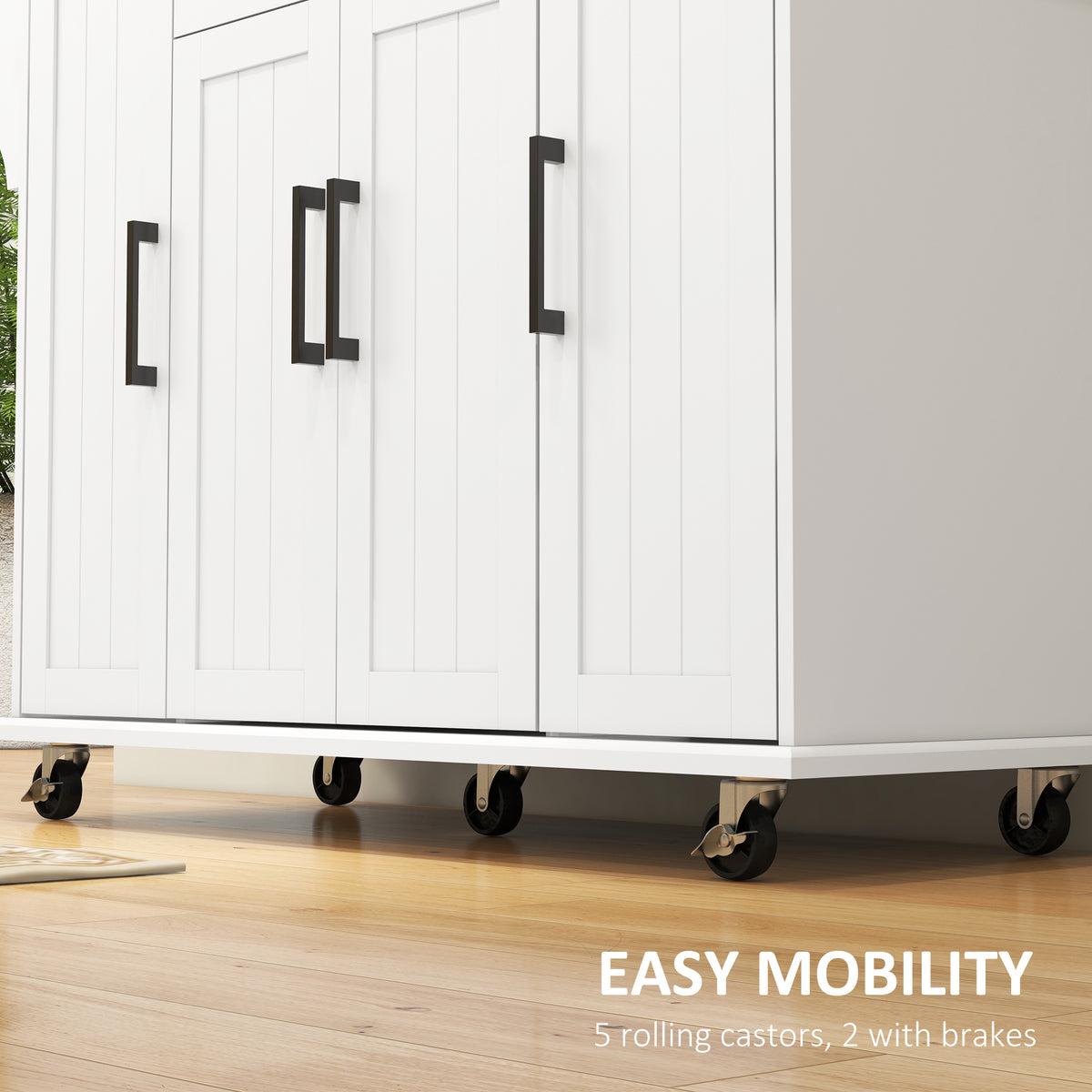 Modern Rolling Kitchen Island Cart with Drawers – 52"W x 36"H