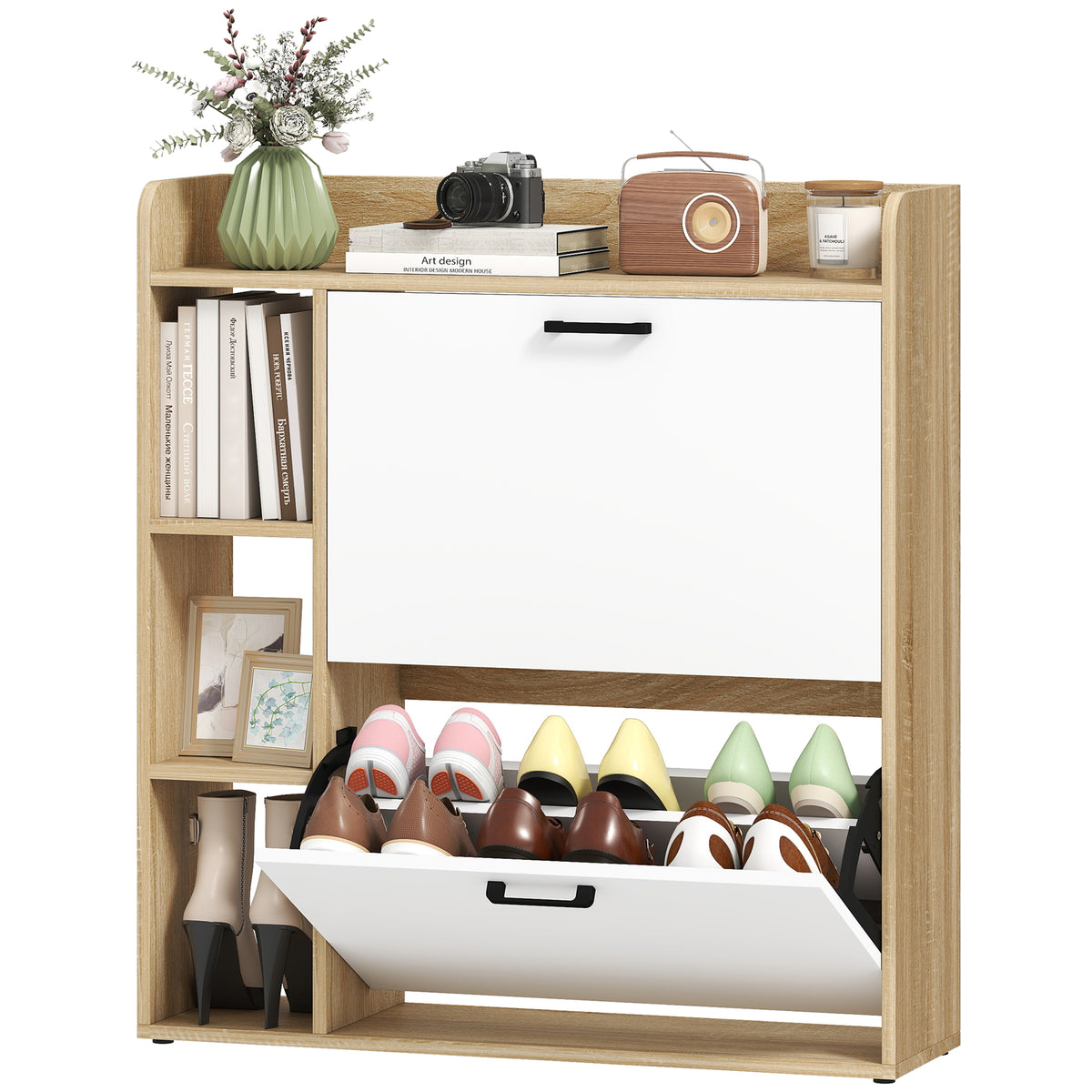 Shoe Cabinet with 2 Flip Drawers – 33"W x 36"H