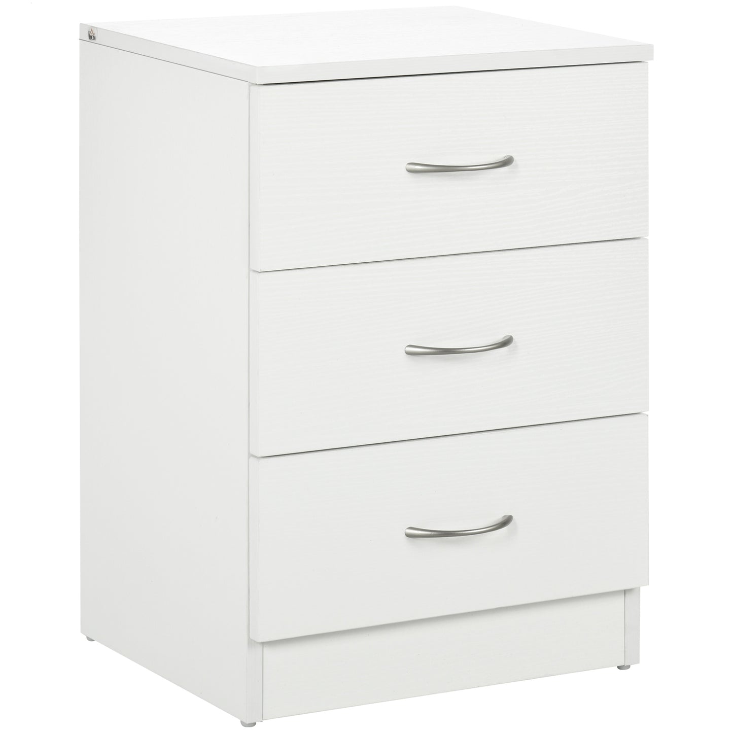 Modern White 3-Drawer Wooden Nightstand Bedside Table with Storage for Bedrooms