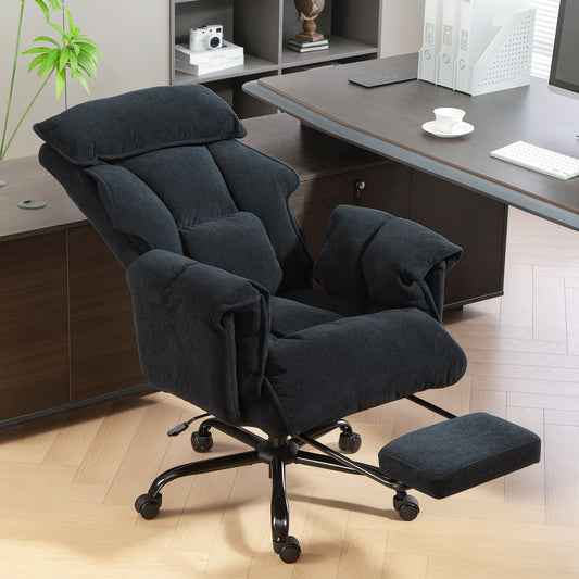 HOMCOM Ergonomic Black Office Chair: Adjustable Backrest, Lumbar, Headrest, Footrest